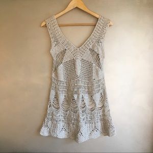 Crochet Swimsuit cover Up silver foil #UO V neck
